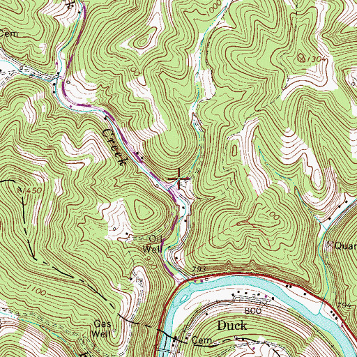 Topographic Map of Duck Post Office, WV