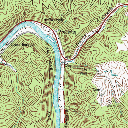 Topographic Map of Dulls Creek Cemetery, WV
