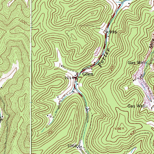 Topographic Map of Glen Post Office, WV