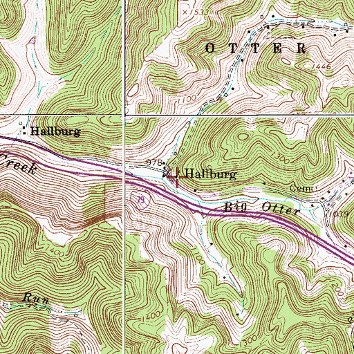 Topographic Map of Hallsburg Baptist Church, WV