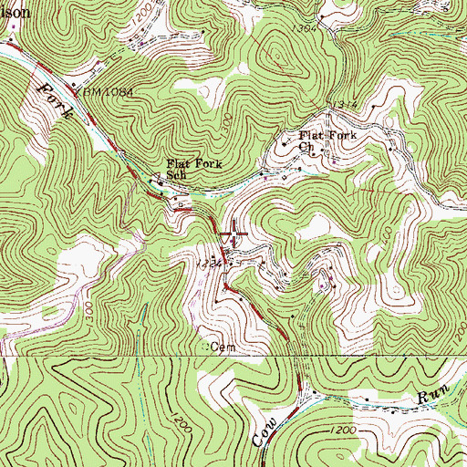 Topographic Map of Harrison Post Office, WV