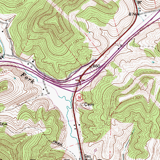 Topographic Map of Interchange 40, WV
