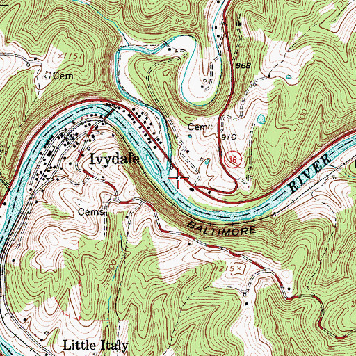 Topographic Map of Ivydale Post Office, WV