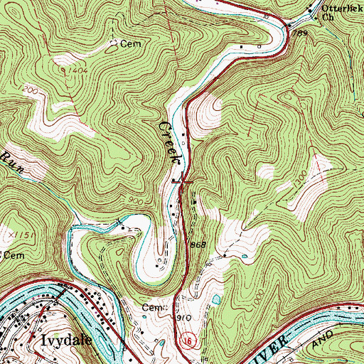 Topographic Map of Kidtown, WV