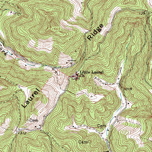 Topographic Map of Little Laurel Cemetery, WV