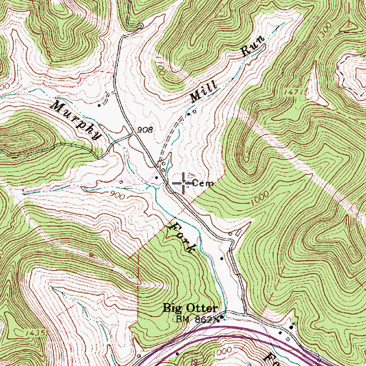 Topographic Map of Murphy Cemetery, WV