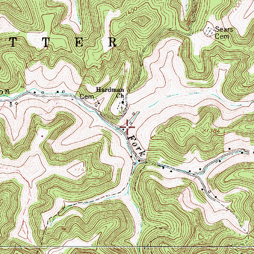 Topographic Map of Nebo-Hallsburg Hollow, WV