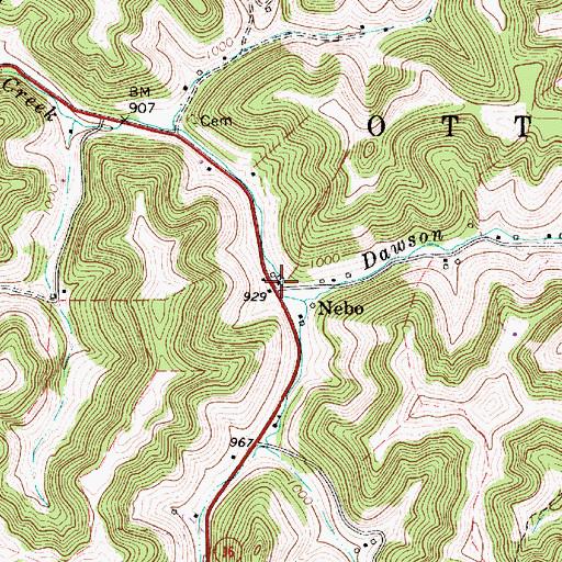 Topographic Map of Nebo Post Office, WV
