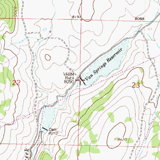 Topographic Map of Van Springs Reservoir, CO
