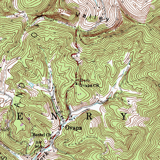 Topographic Map of Phillips Cemetery, WV
