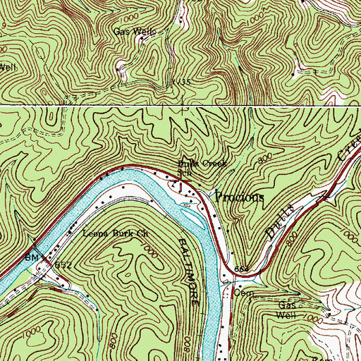 Topographic Map of Procious Post Office, WV