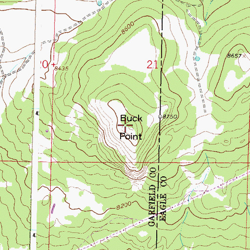 Topographic Map of Buck Point, CO