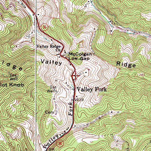 Topographic Map of Valley Fork Elementary School (historical), WV