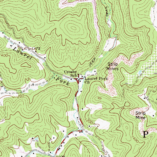 Topographic Map of Adonijah, WV