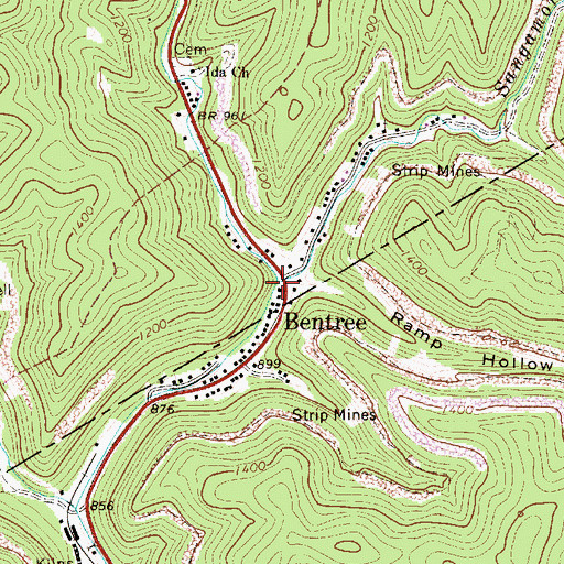 Topographic Map of Bentree Post Office, WV