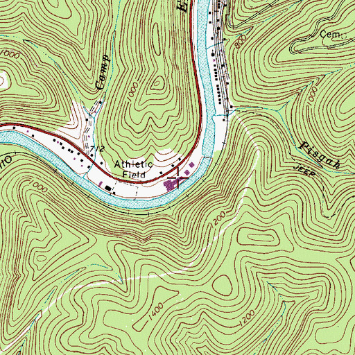 Topographic Map of Clay County High School, WV