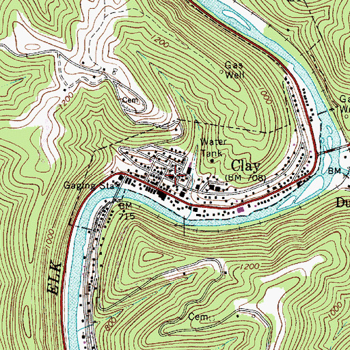 Topographic Map of Clay County Elementary School, WV
