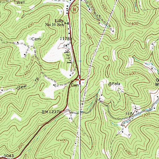 Topographic Map of Holcomb Cemetery, WV