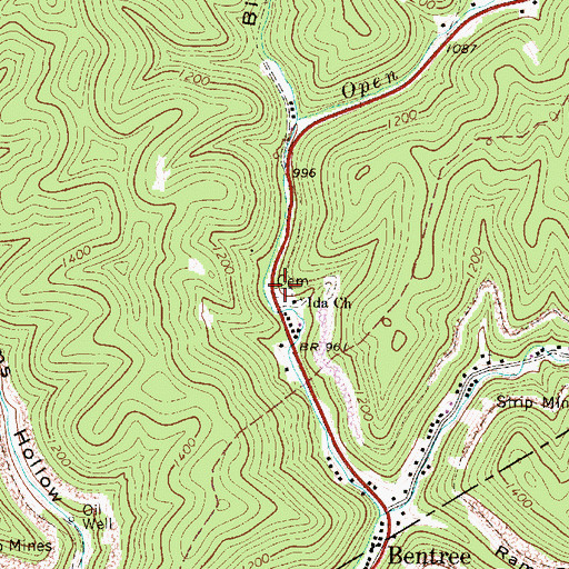 Topographic Map of Ida Cemetery, WV