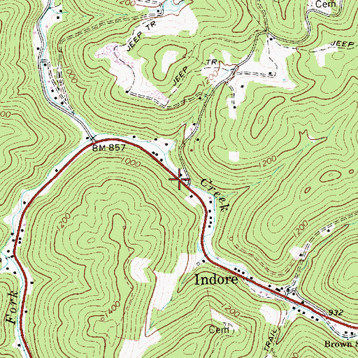 Topographic Map of Indore Post Office, WV