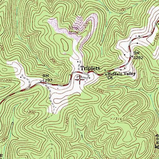 Topographic Map of Triplett Cemetery, WV