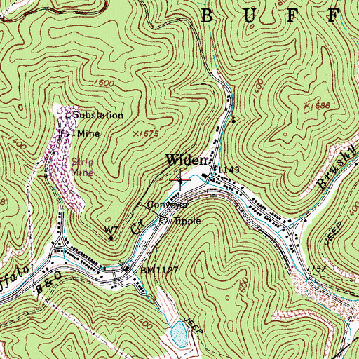 Topographic Map of Widen Baptist Church, WV