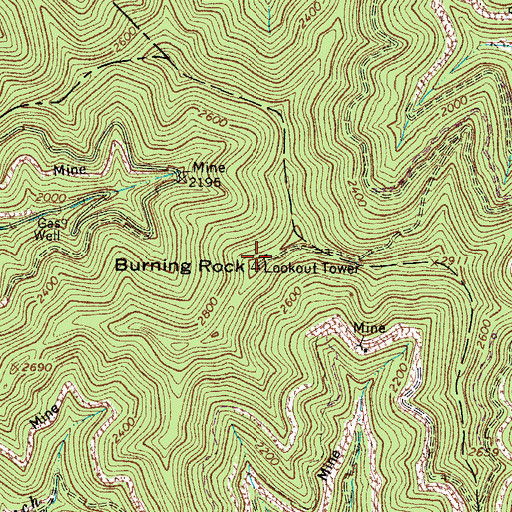 Topographic Map of Burning Rock Lookout Tower, WV