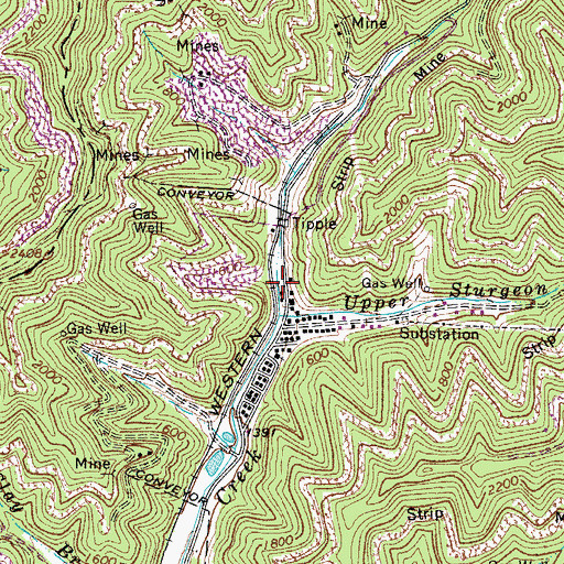 Topographic Map of Coal Mountain Post Office, WV