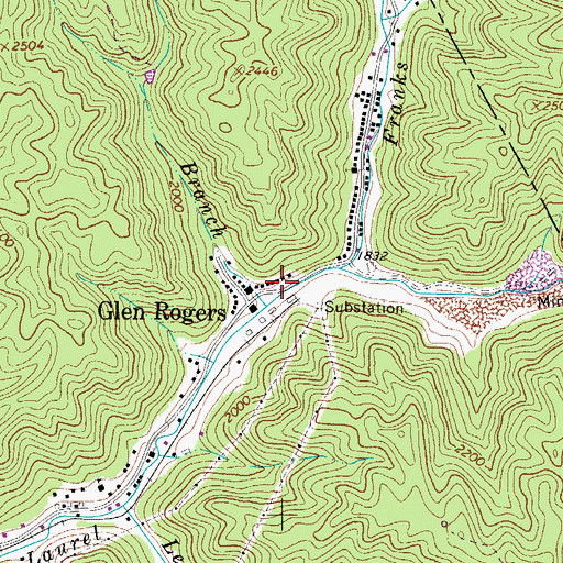 Topographic Map of Glen Rogers Post Office, WV