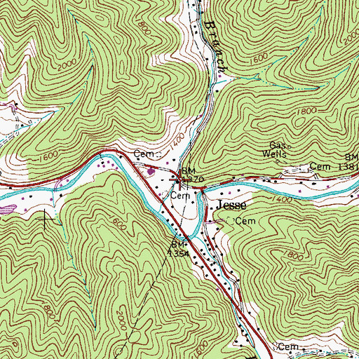 Topographic Map of Guyandotte Baptist Church, WV