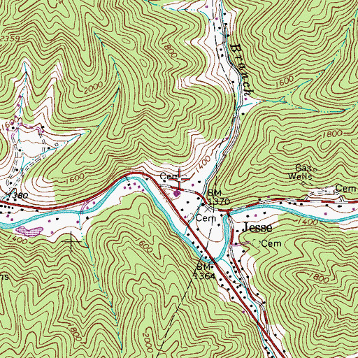 Topographic Map of Jesse Post Office, WV