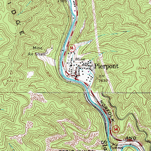 Topographic Map of Pierpoint Freewill Baptist Church, WV