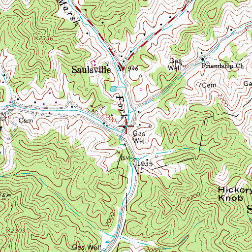 Topographic Map of Saulsville Baptist Church, WV