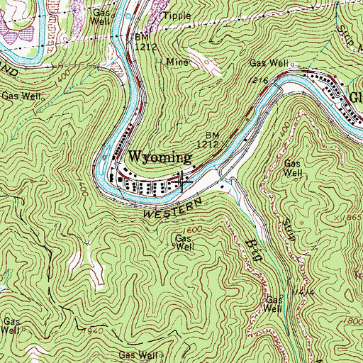 Topographic Map of Wyoming Post Office, WV