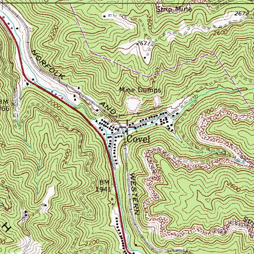 Topographic Map of Covel Post Office, WV