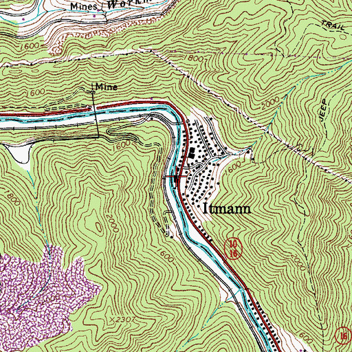 Topographic Map of Itmann School (historical), WV
