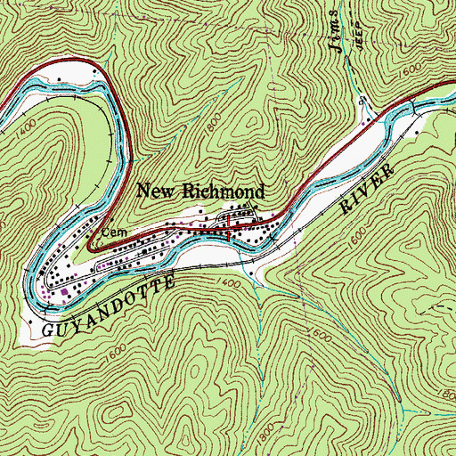 Topographic Map of New Richmond Post Office, WV