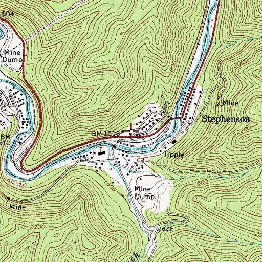 Topographic Map of Stephenson Post Office, WV