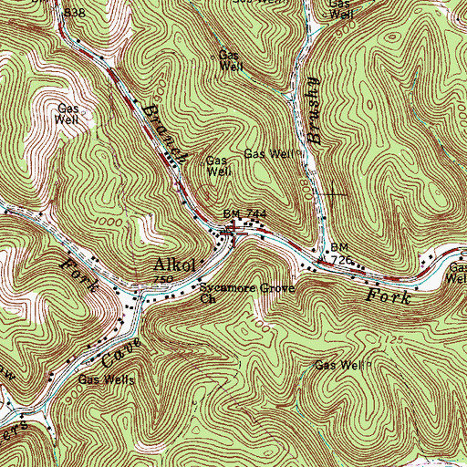 Topographic Map of Alkol Post Office, WV