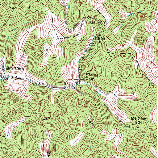 Topographic Map of Bernie (historical), WV