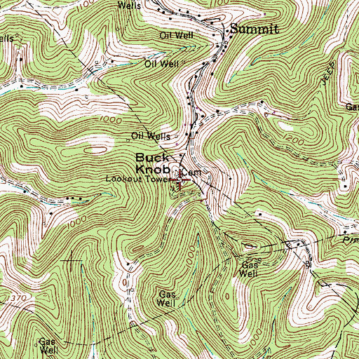 Topographic Map of Buck Knob Lookout Tower, WV