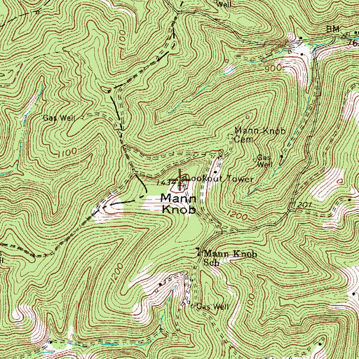 Topographic Map of Gartin Knob Lookout Tower, WV