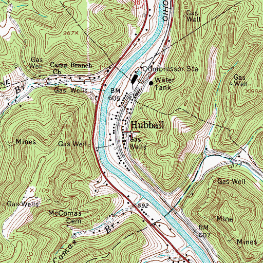 Topographic Map of Hubball School (historical), WV