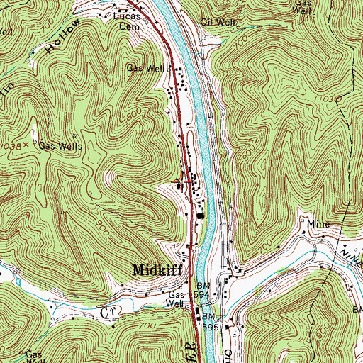Topographic Map of Midkiff Elementary School (historical), WV