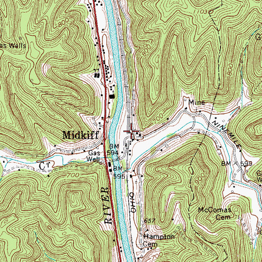 Topographic Map of Midkiff Post Office, WV