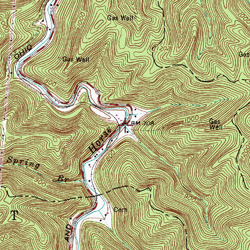 Topographic Map of Old House Branch, WV