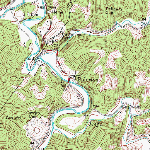 Topographic Map of Palermo Methodist Church, WV