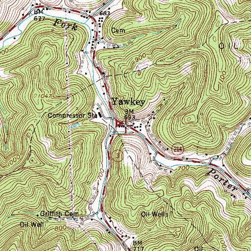 Topographic Map of Yawkey United Methodist Church, WV