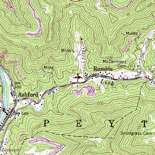 Topographic Map of Ashford Rumble Elementary School, WV