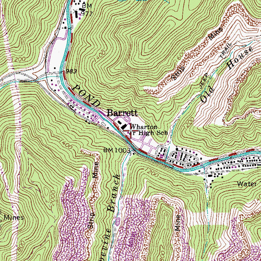 Topographic Map of Barrett Post Office, WV